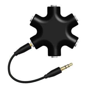 UNIGEN Headphone Splitter,1 Male to 5 Port Female 3.5 mm Audio Headphone Stereo Audio Headset Adapter, Earbuds Earphones Plug 5 Way 1 Male to 4 Female Splitter with 3.5mm Stereo Cable