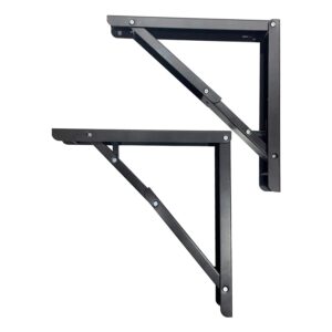 Qara Folding Table Brackets, max Load 325 lbs. (150 kg) Folding Table Bracket Hinge Wall Mounted, Steel Collapsible Shelf , (12 inch Bracket) (Black)
