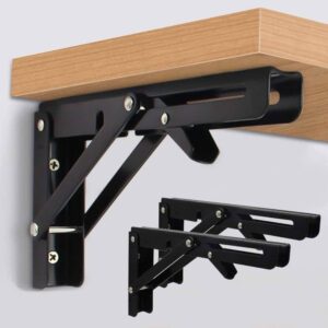 LIMBANI BROTHERS Folding Shelf Brackets Folding Shelf Brackets Heavy Duty Cold Rolled Steel Collapsible DIY Wall Mounted Shelf Bracket Space Saving for Table, Work Bench (20 cm)