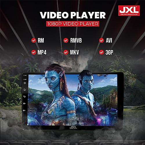 JXL 9 Inch Car Android Double Din Player 2GB/32GB Capacitive Touch Screen Quad Core Proceessor 1080P HD Screen, Latest Android Version 12 BT 5.0, Wi-Fi, GPS, USB 2.0, Navigation 2GB/32GB