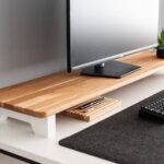 carpentray Wooden Computer Monitor Stand, Monitor Riser Desk Shelf Desktop Stand TV Laptop Riser (100cm Long, Single Shelf)