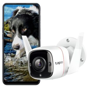 Tapo 3MP 1296p High Definition Outdoor CCTV Security Wi-Fi Smart Camera | Alexa Enabled | Weatherproof | Night Vision | 2-Way Audio | SD Storage (C310) White