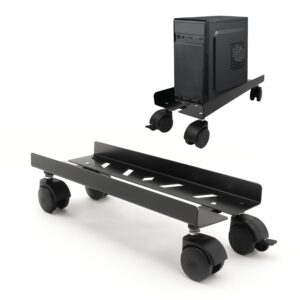 SONRET CPU Stand – Metal CPU Stand Under Desk with Adjustable Base, Ventilated Platform & Wheels – CPU Trolley for Easy Mobility, Airflow & Organized Workspace