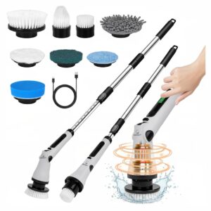 Goodscity Electric Ultra Flexi Spin Scrubber, Cordless Cleaning Brush for Home, Kitchen, Bathroom,Window, Tiles, Car| 4 Angles| Adjustable SS Handle |Type-C Charging | Grey|GC-231