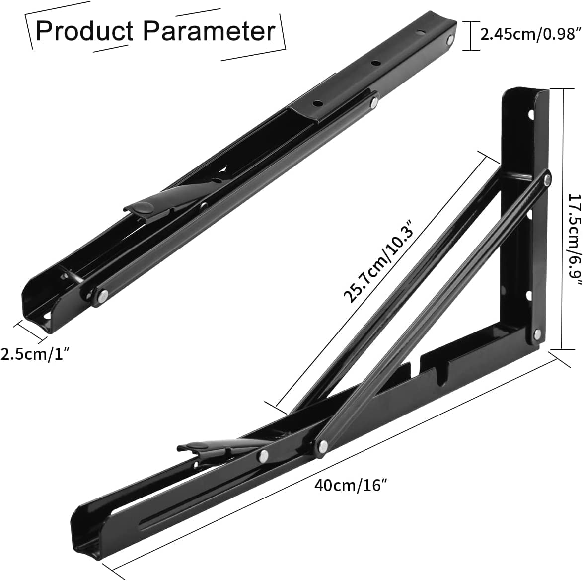 LIMBANI BROTHERS Folding Shelf Brackets Folding Shelf Brackets Heavy Duty Cold Rolled Steel Collapsible DIY Wall Mounted Shelf Bracket Space Saving for Table, Work Bench (20 cm)