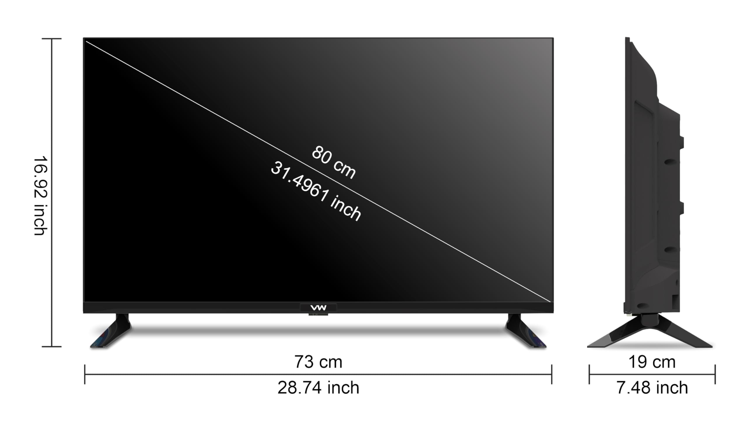 VW 80 cm (32 inches) Frameless Series HD Ready Android Smart LED TV VW32S