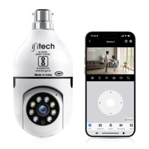 IFITech 1080p HD Smart Wi-Fi CCTV Home Security Camera | Indoor 360° Smart CCTV Camera | Bulb Camera | 256GB SD Card Support (Not Included) | Perfect for Home, Office Monitoring