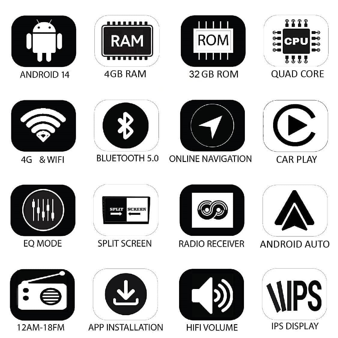 AUTO SNAP 9 Inch HD 1280 Android Display Double Din Stereo Player 15 Android Auto Wireless Car Play Gorilla Glass IPS Display Car Stereo 4GB RAM 32GB ROM