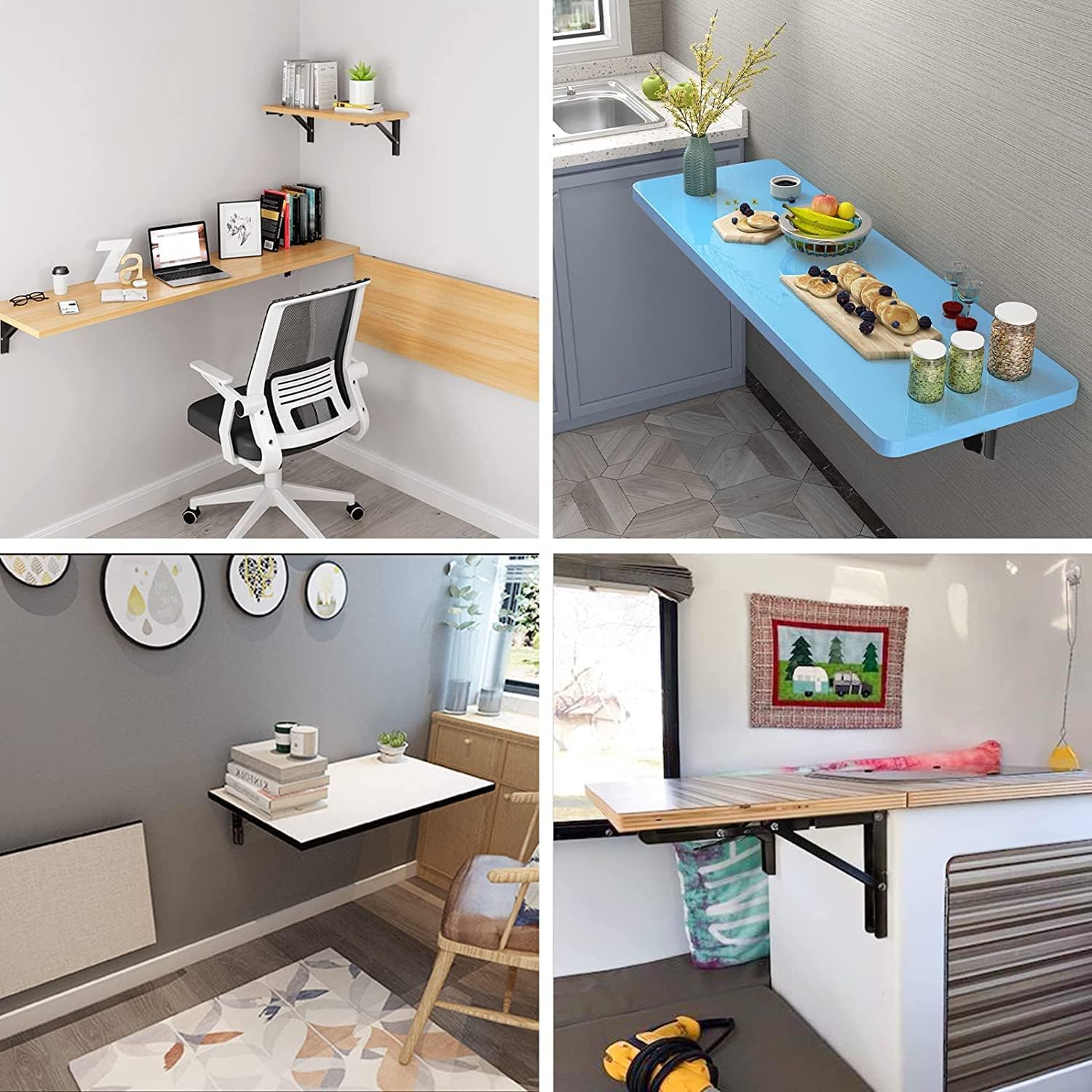 LIMBANI BROTHERS Folding Shelf Brackets Folding Shelf Brackets Heavy Duty Cold Rolled Steel Collapsible DIY Wall Mounted Shelf Bracket Space Saving for Table, Work Bench (20 cm)