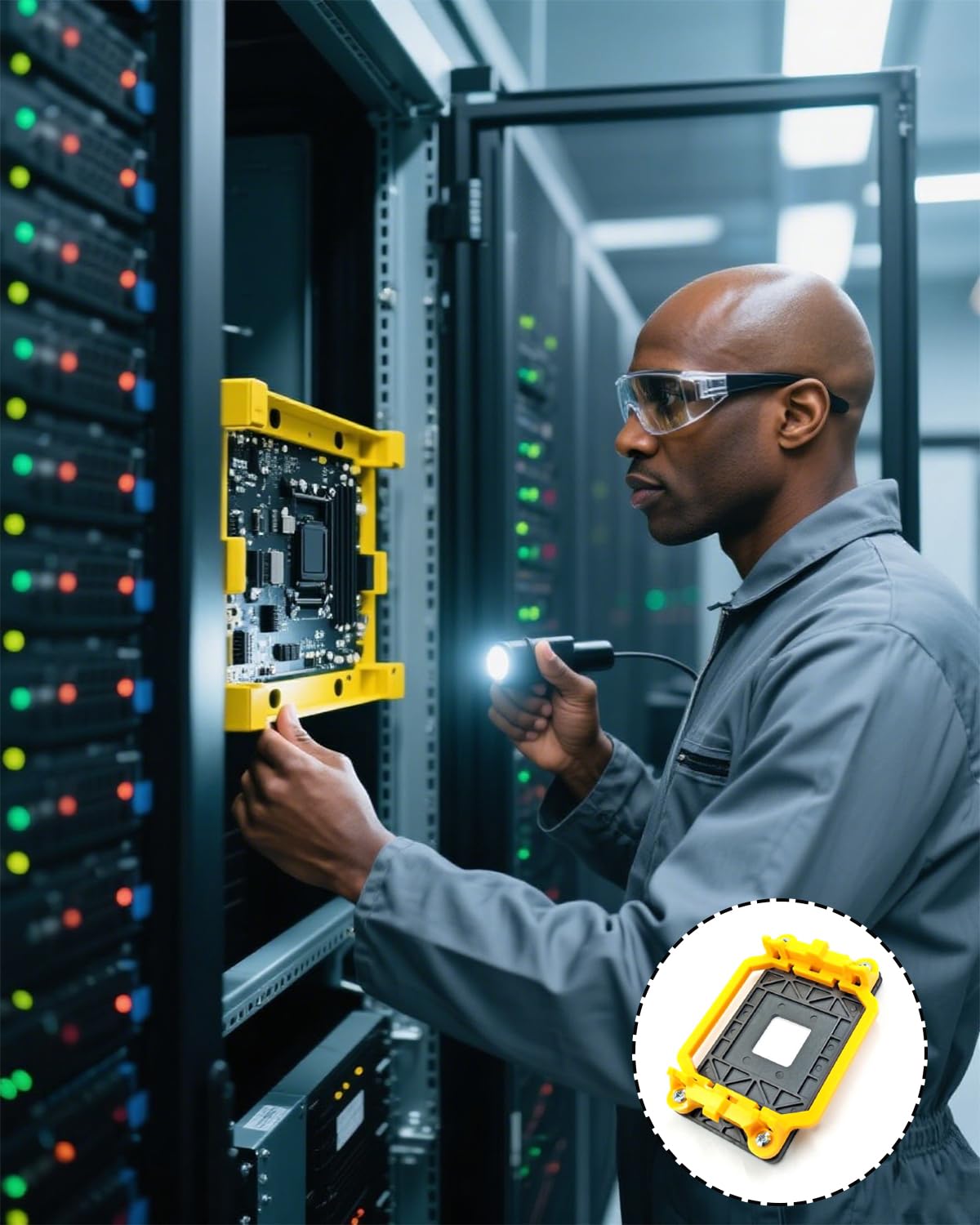 5 PCS CPU Heatsink Bracket Stand Base for AM3 Socket, AM3 Black Bracket Base *1 + 4 Screws, Durable Computer Hardware Accessory for DIY PC Builders and Upgraders