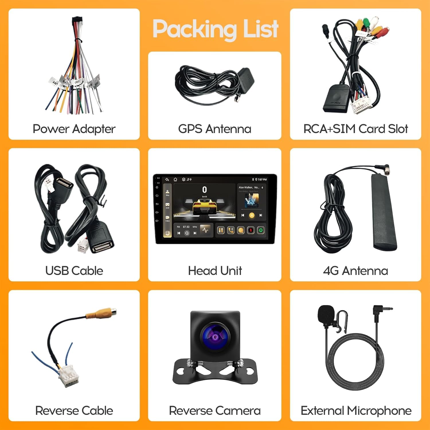 KUDOSS J Sound 9inch 4+64GB IPSFull Touch Screen Android Car Radio Audio Video Stereo Player for Double Din Radio with Android Auto 4G&WiFi DSP FM&AM BT MirrorLink Split Screen GPS Navigation.