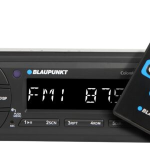 BLAUPUNKT Car Stereo Colombo-130BT Digital Media Receiver, 1 DIN, 4x50 watts with Dual USB Ports (Music & Charging), Bluetooth, AUX in, FM, Hands Free Calling & Remote Control