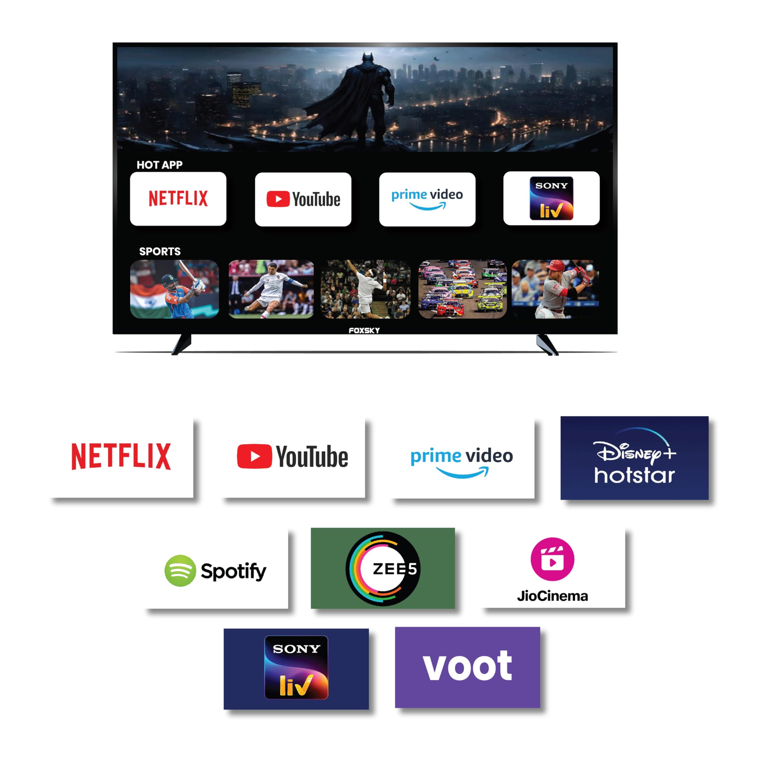 Foxsky 80 cm (32 inches) HD Ready Smart LED TV 32FSELS-PRO (Black)