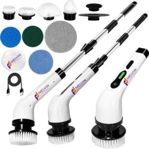NELVINEXPORTS® Electric Spin Scrubber,Cleaning Brush Scrubber for Home, 400RPM/Mins-9 Replaceable Brush Heads-90Mins Work Time,Adjustable Size,2 Adjustable Speeds for Bathroom Shower Bathtub Glass Car