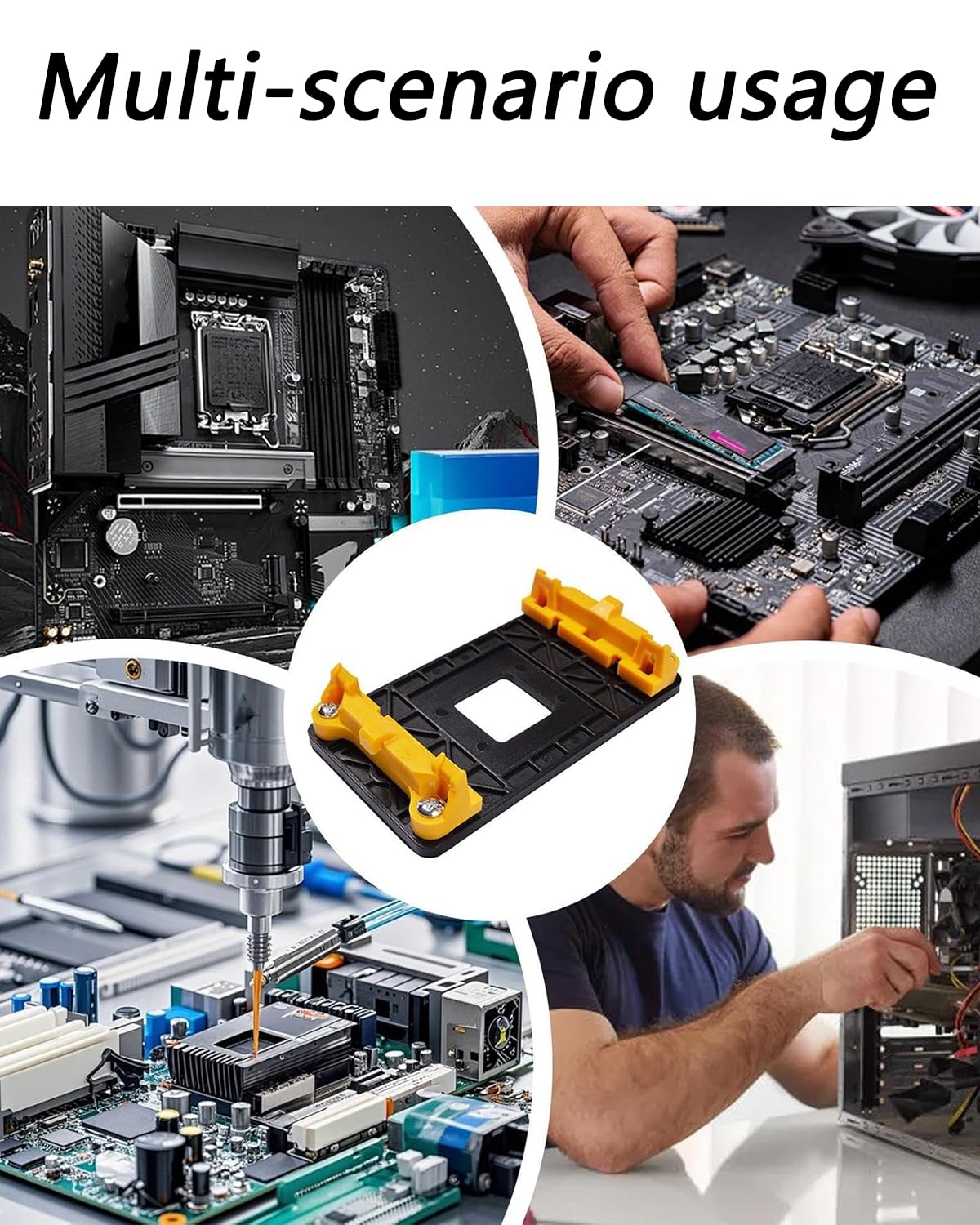 5 PCS CPU Heatsink Bracket Stand Base for AM3 Socket, AM3 Black Bracket Base *1 + 4 Screws, Durable Computer Hardware Accessory for DIY PC Builders and Upgraders