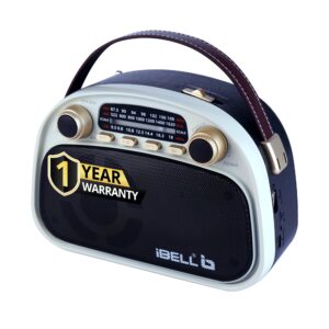 IBELL RHYTHM800 BT Portable FM Radio with Bluetooth Speaker, USB, SD Slot, MP3 Player, Rechargable Battery, Telescopic Antenna & Dynamic Speaker, 3 Band (Black)