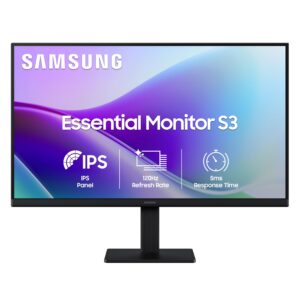 Samsung 24" (60.5 cm) S3 Flat Monitor|Super Slim Borderless Design|IPS Panel|FHD 1920 x 1080|120 Hz|5 ms|Dual HDMI Ports (2EA)|Game Mode|Eye Saver Mode|Wall Mountable|LS24F320GAWXXL|Black