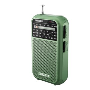 XHDATA D-220 FM Radio for Home Portable MW Shortwave Receiver Battery Operated Small Pocket Speaker Excellent Reception Emergencies Green