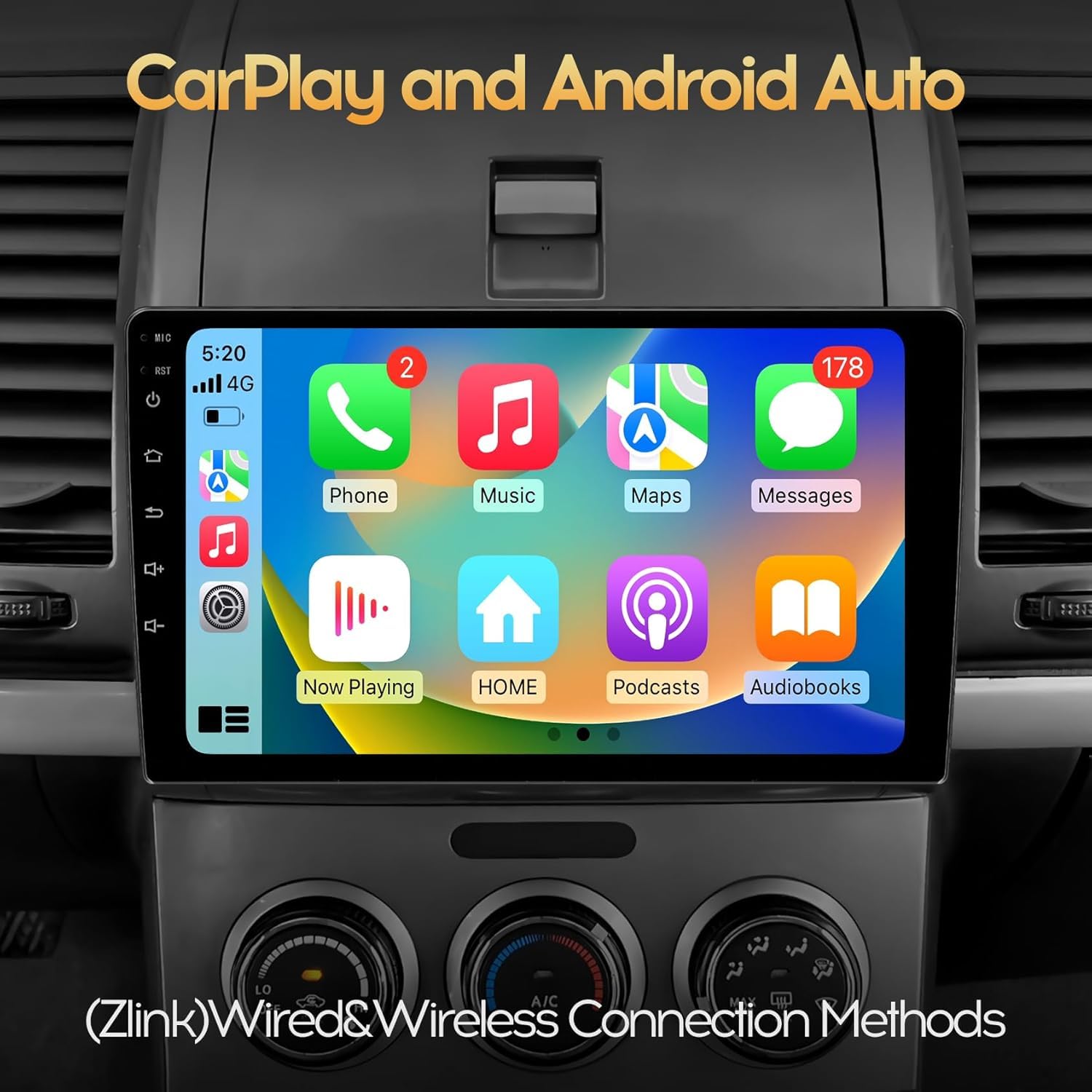 KUDOSS J Sound 9inch 4+64GB IPSFull Touch Screen Android Car Radio Audio Video Stereo Player for Double Din Radio with Android Auto 4G&WiFi DSP FM&AM BT MirrorLink Split Screen GPS Navigation.