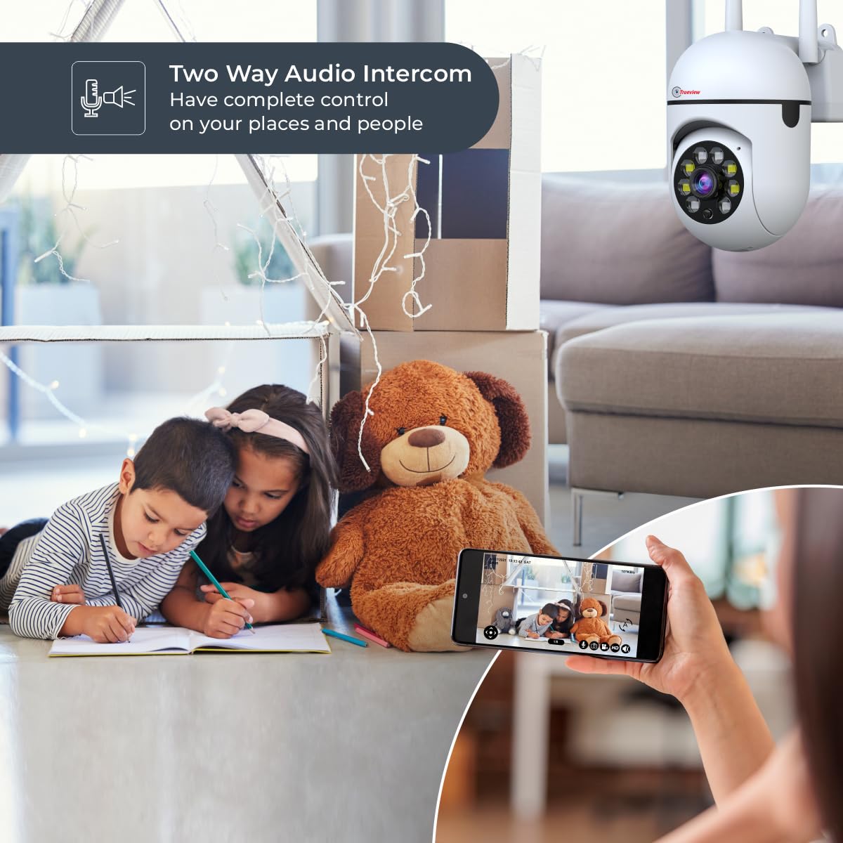 Trueview 2MP Smart CCTV Wi-fi Home Security Camera with Pan Tilt 360° View, 2 Way Talk (2MP Dual Light Smart Camera)