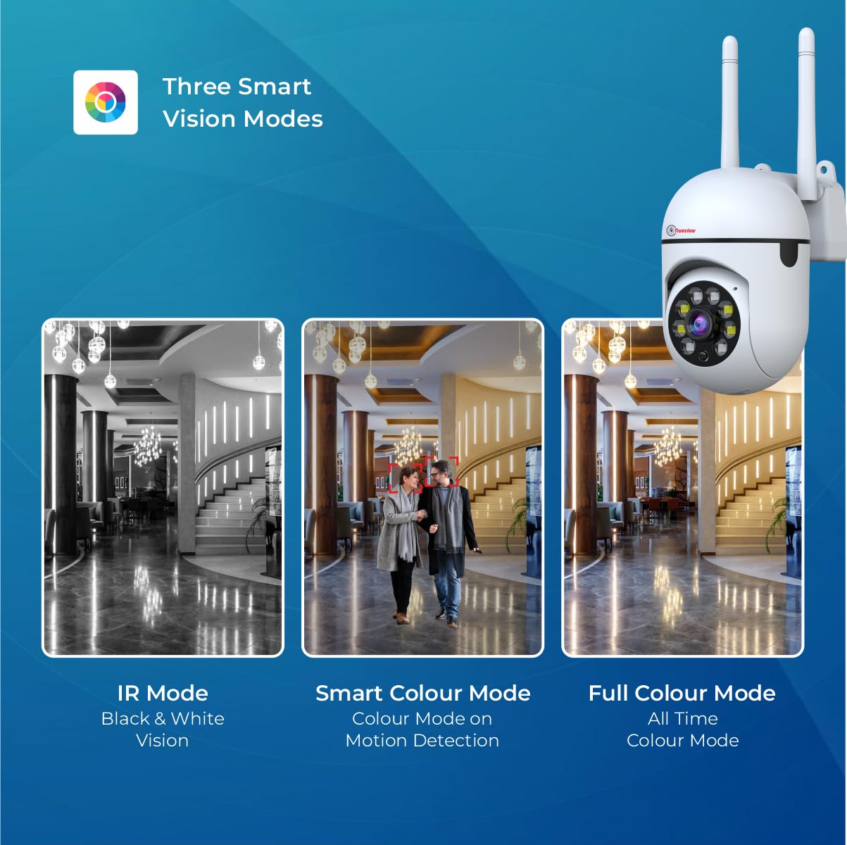Trueview 2MP Smart CCTV Wi-fi Home Security Camera with Pan Tilt 360° View, 2 Way Talk (2MP Dual Light Smart Camera)
