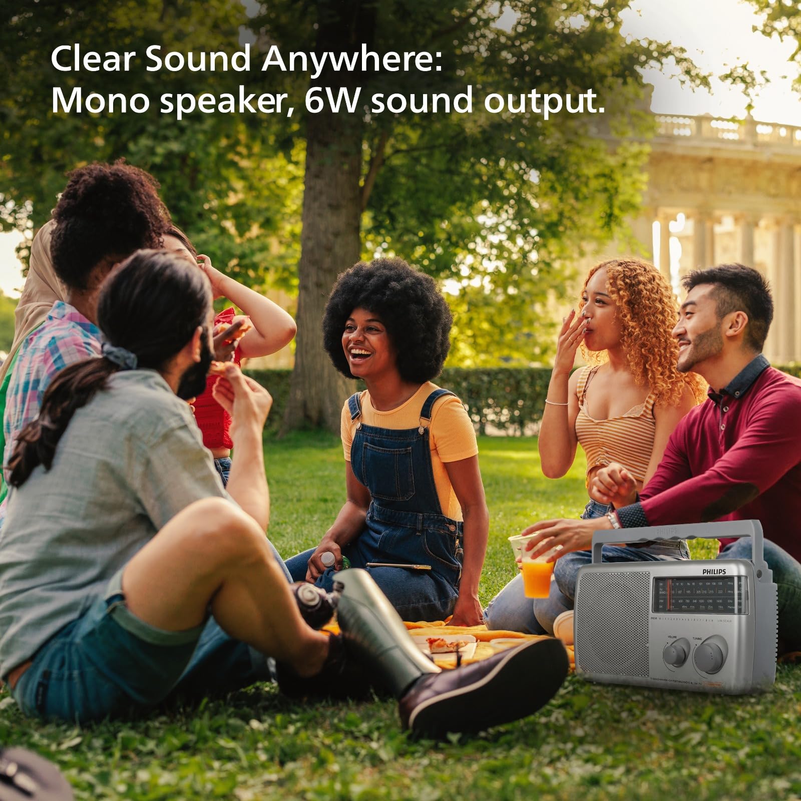 Philips Portable Radio RL384/94 with MW, SW & FM Band, 500mW RMS Sound Output, Telescopic Antenna, 4-Inch Loudspeaker, Powered by 3xR20 (4.5V DC) External DC Socket