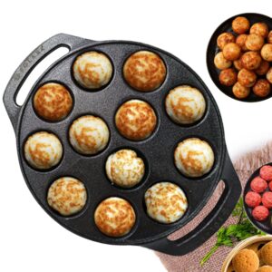SOLARA Cast Iron 8" inch (20 CM) Paniyaram Pan (12 Cavities) | Pan for Appe/Gunta Ponganalu/Paddu | Cast Cookware