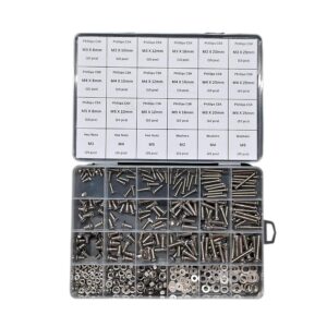 Phillips Countersunk Screw Assortment Kit, SS304 Stainless Steel, M3/M4/M5 Sizes with Nuts and Washers, 330 Pieces by OnlyScrews