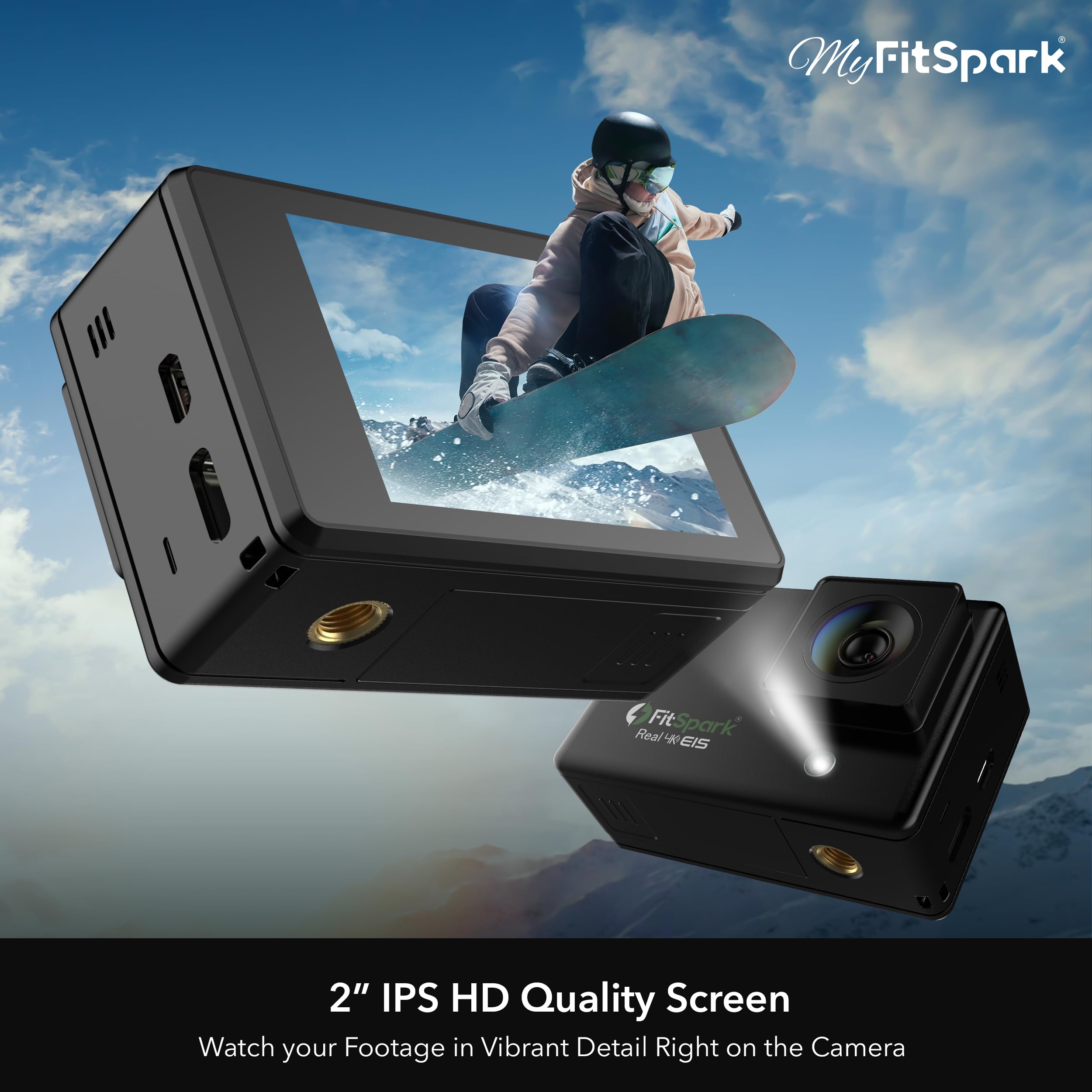 FitSpark Eagle i12 Real 4K WiFi Action Camera | 20MP Ultra HD Wide-Angle Lens | 1st-in-Class with Flashlight | EIS Stabilization | Wireless Remote | Full Accessories Kit Inside